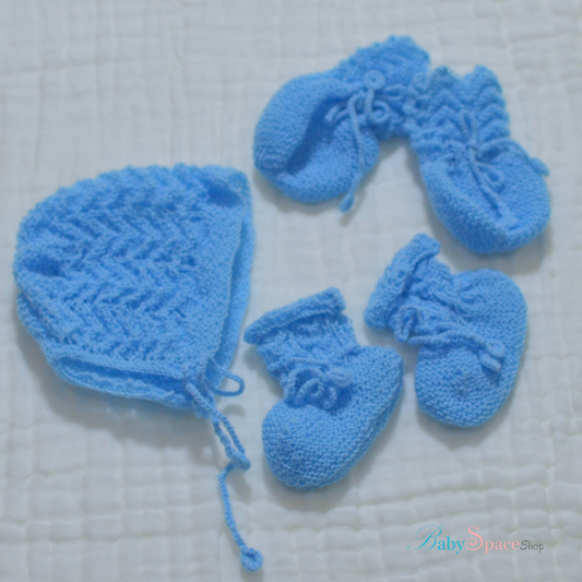 Knitted Baby Hat Mitten and Socks - 0 to 3 month