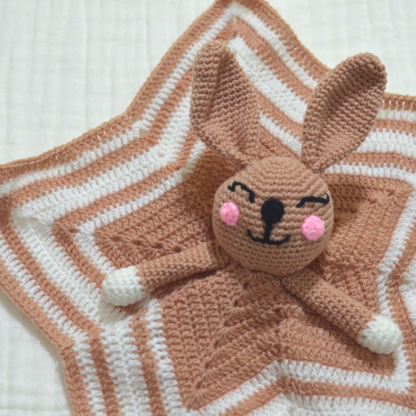 Handmade Crochet Bunny Security Blanket