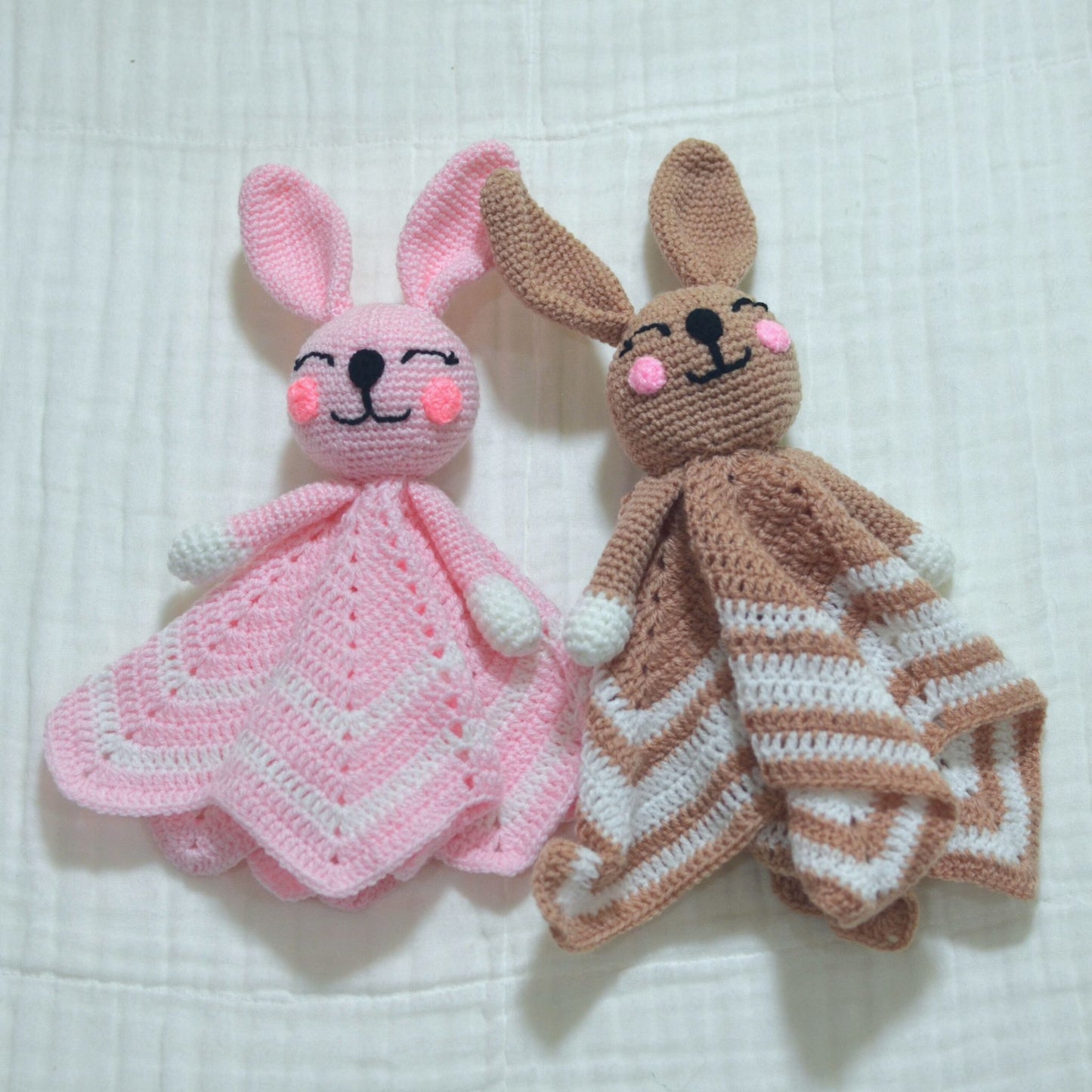 Handmade Crochet Bunny Security Blanket