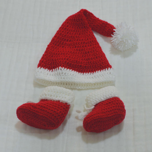 Christmas Crochet Baby Hat, Socks Set