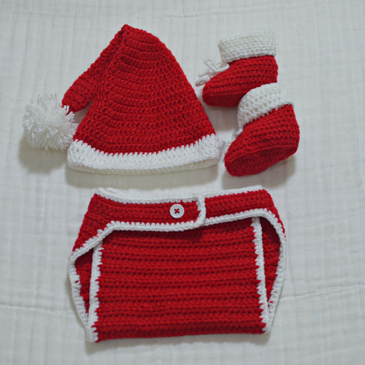 Christmas Crochet Baby Hat, Socks, Diaper Cover