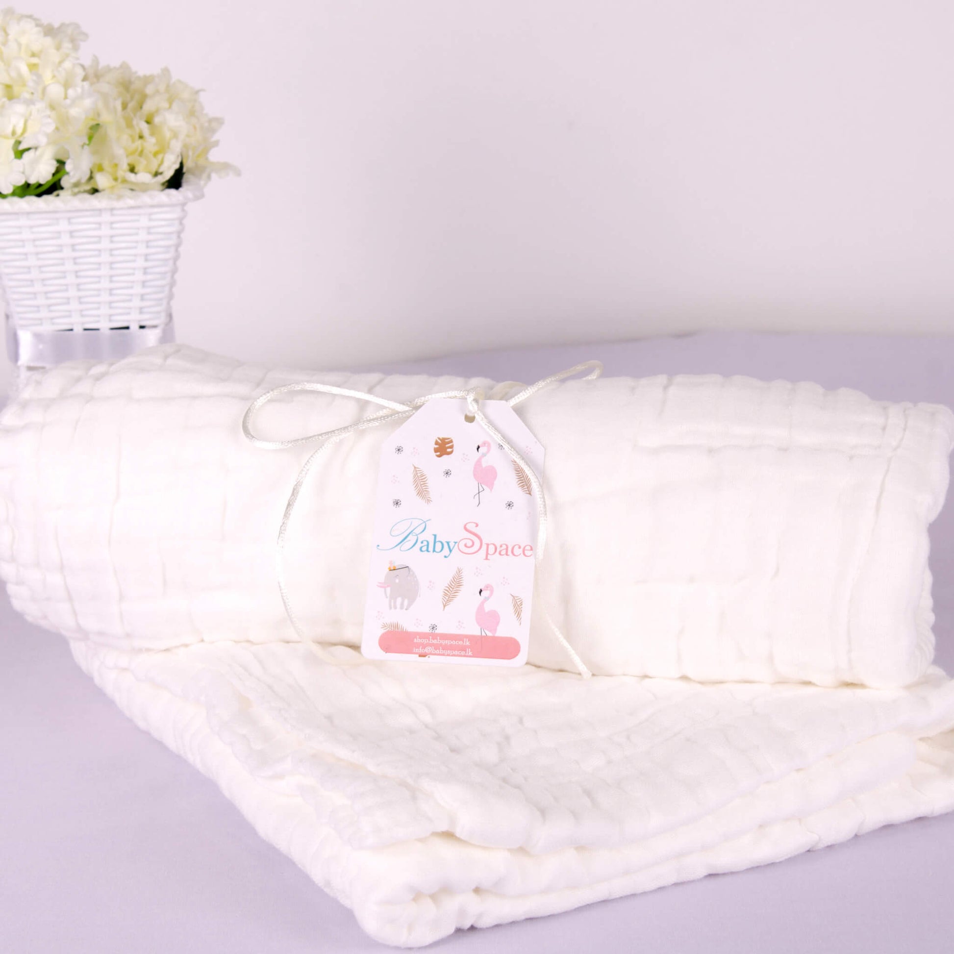 5 Layered White Cotton Gauze Baby Towel/Blanket - BabySpace Shop