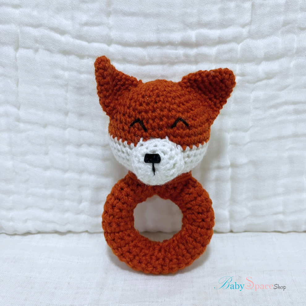 Handmade Crochet Rattle Fox – BabySpace Shop