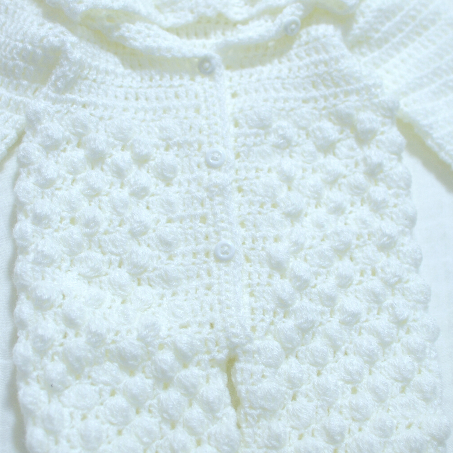 Crochet Hooded Baby Full Body Suit With Socks - 0 to 3 month size