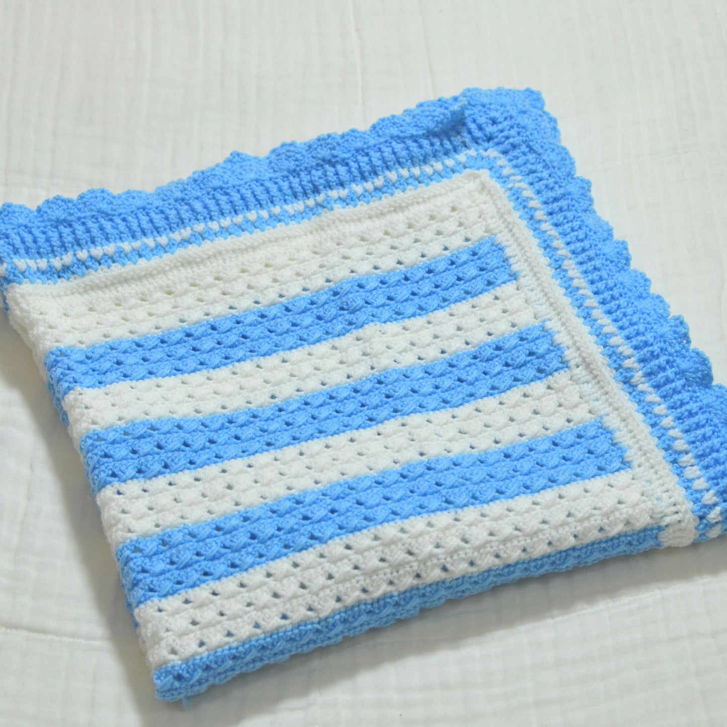 Handmade Crochet Baby Blanket Blue - 80 x 80cm