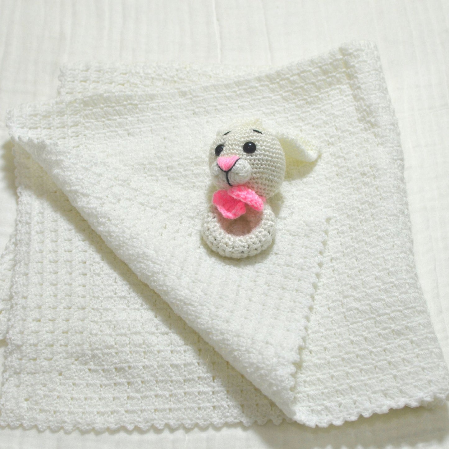 Handmade Crochet Rattle Bunny