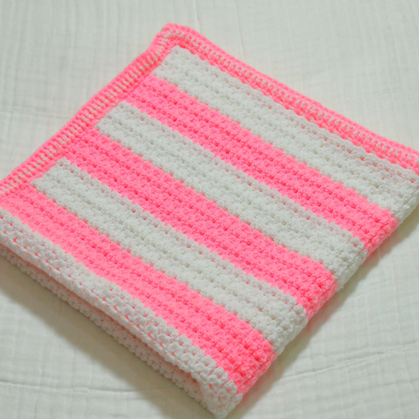Handmade Crochet Baby Blanket Pink - 75 x 80cm