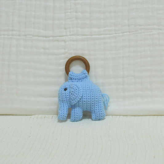 Handmade Crochet Rattle Elephant II