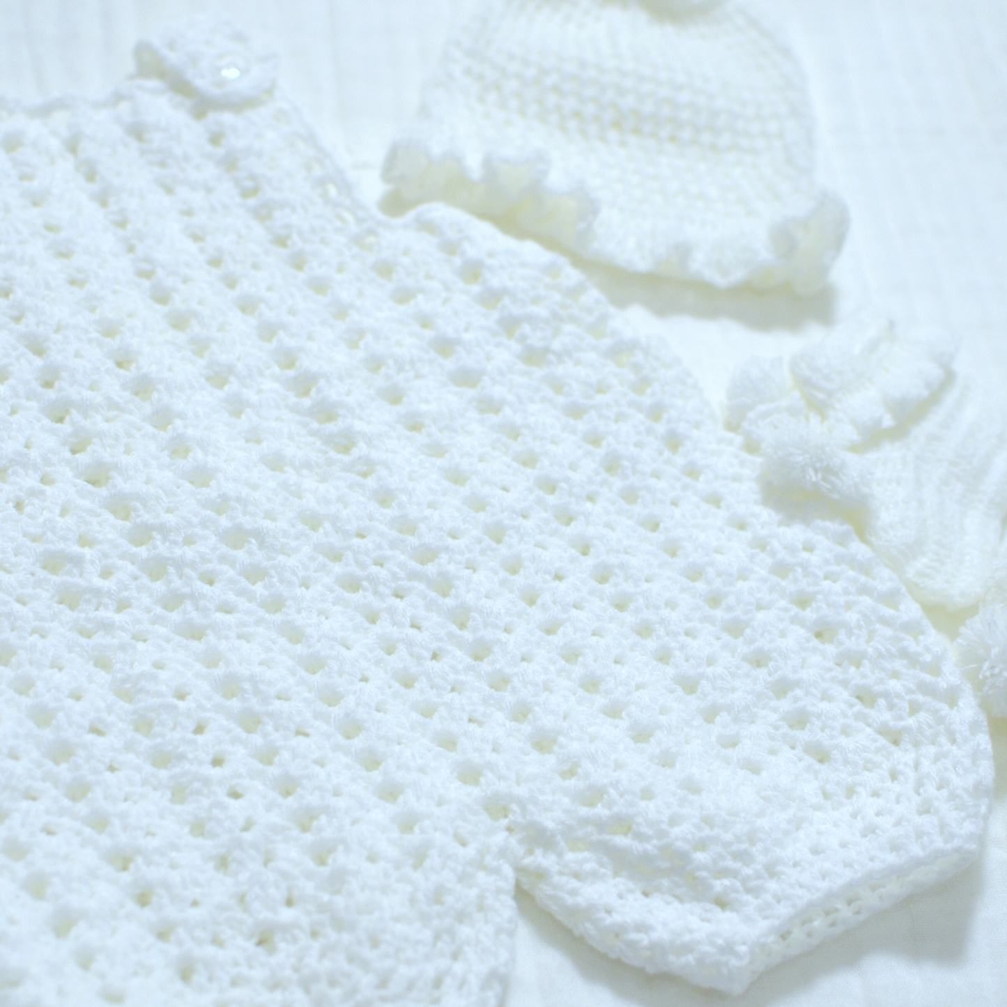 Crochet Baby Dungaree and Hat Socks - 0 to 3 month size