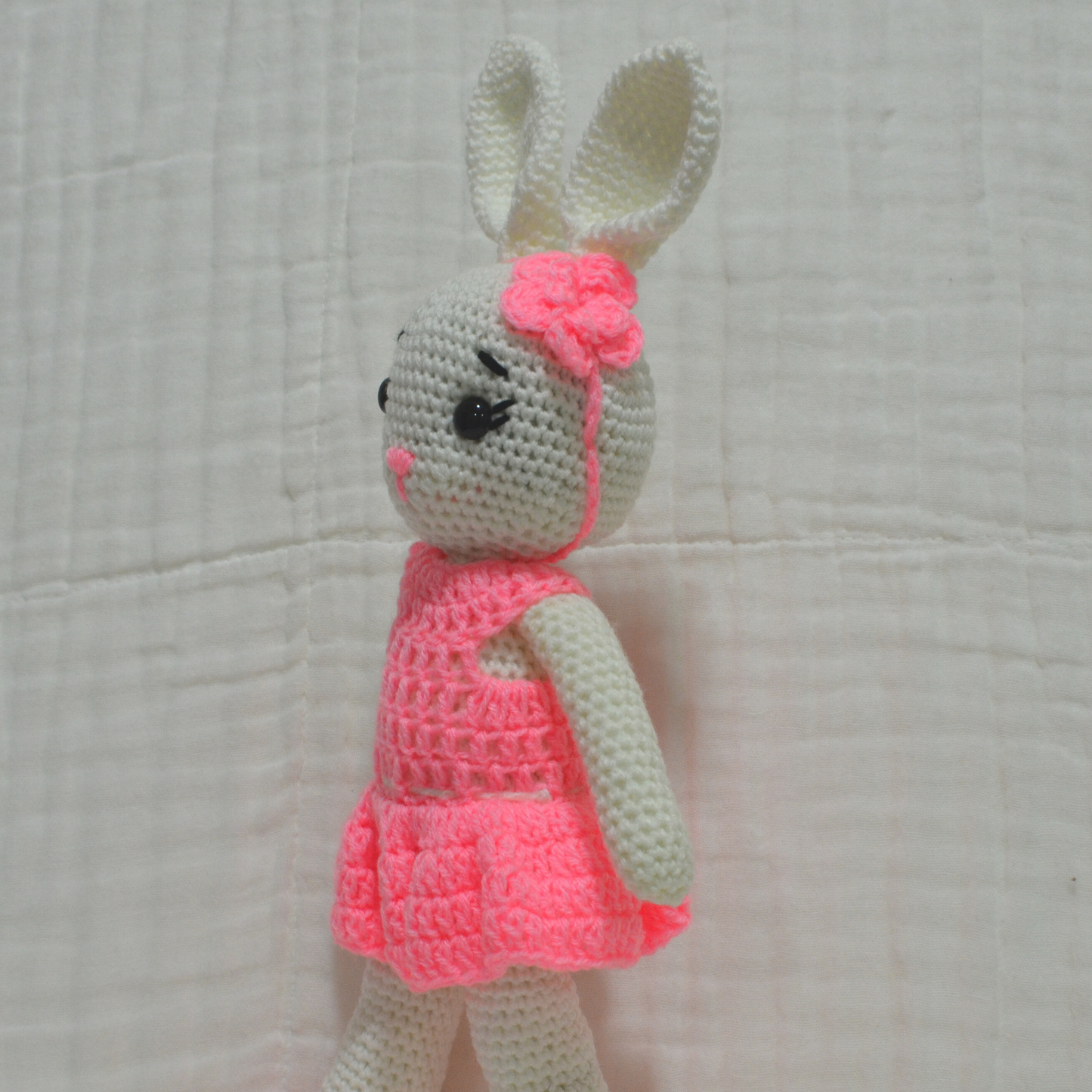 Handmade Crochet Bunny Rabbit Stuffed Toy Pink