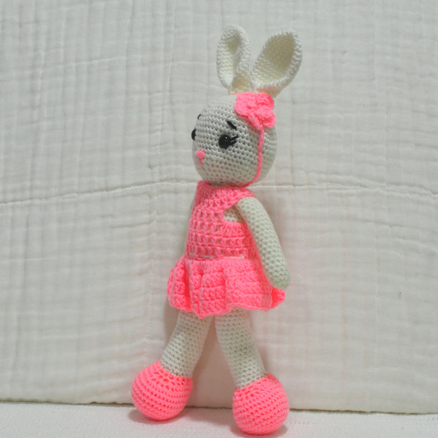 Handmade Crochet Bunny Rabbit Stuffed Toy Pink