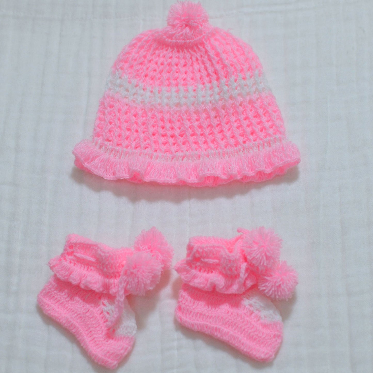 Knitted Handmade Baby Hat and Socks - Newborn Size