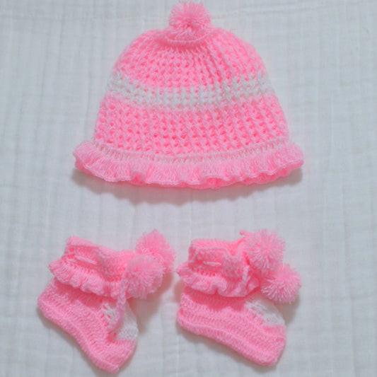 Knitted Handmade Baby Hat and Socks - Newborn Size