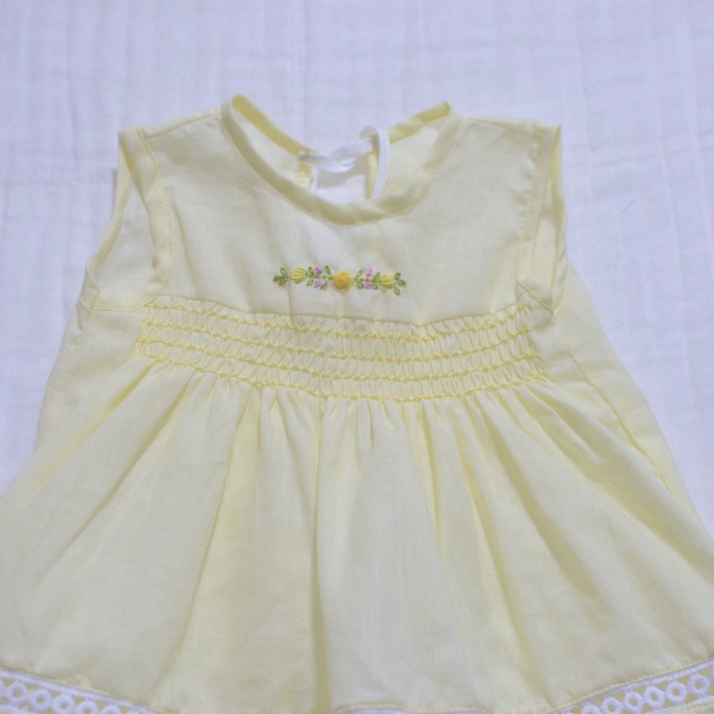 Handmade Smocked Newborn Dress Pink,Yellow - 0 to 3 month