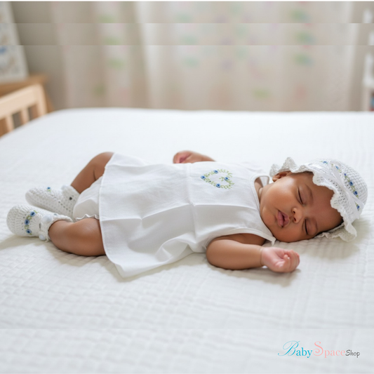 Baby Shirt and Panty With Crochet Hat Shoes - 0 to 3 Months