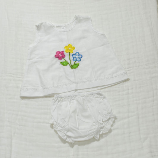 Baby Vest With Embroidery and Panty - 0 to 3 month