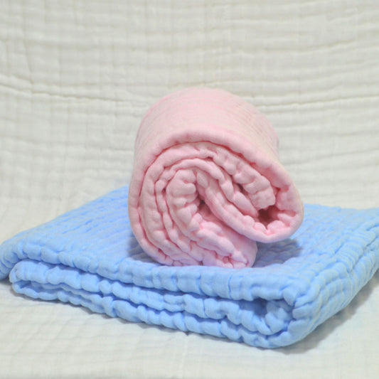 6-Layered Cotton Gauze Baby Towel/Blankets - Pink, Blue 105x105cm