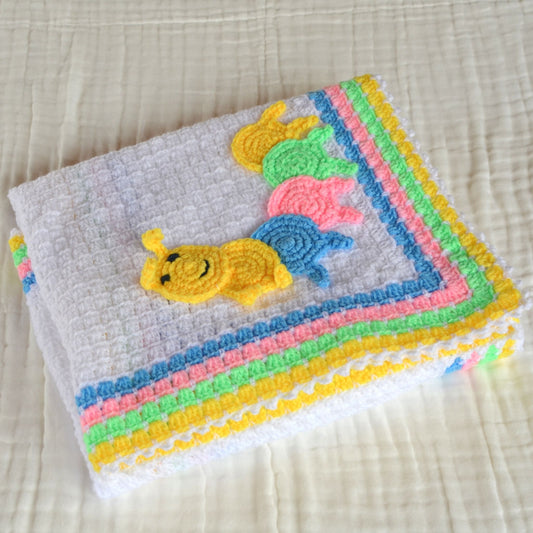 Handmade Crochet Baby Blanket White  - 90 x 80cm