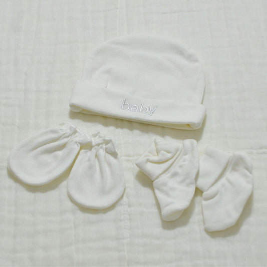 Baby Hat, Socks, Mittens - Newborn Cotton