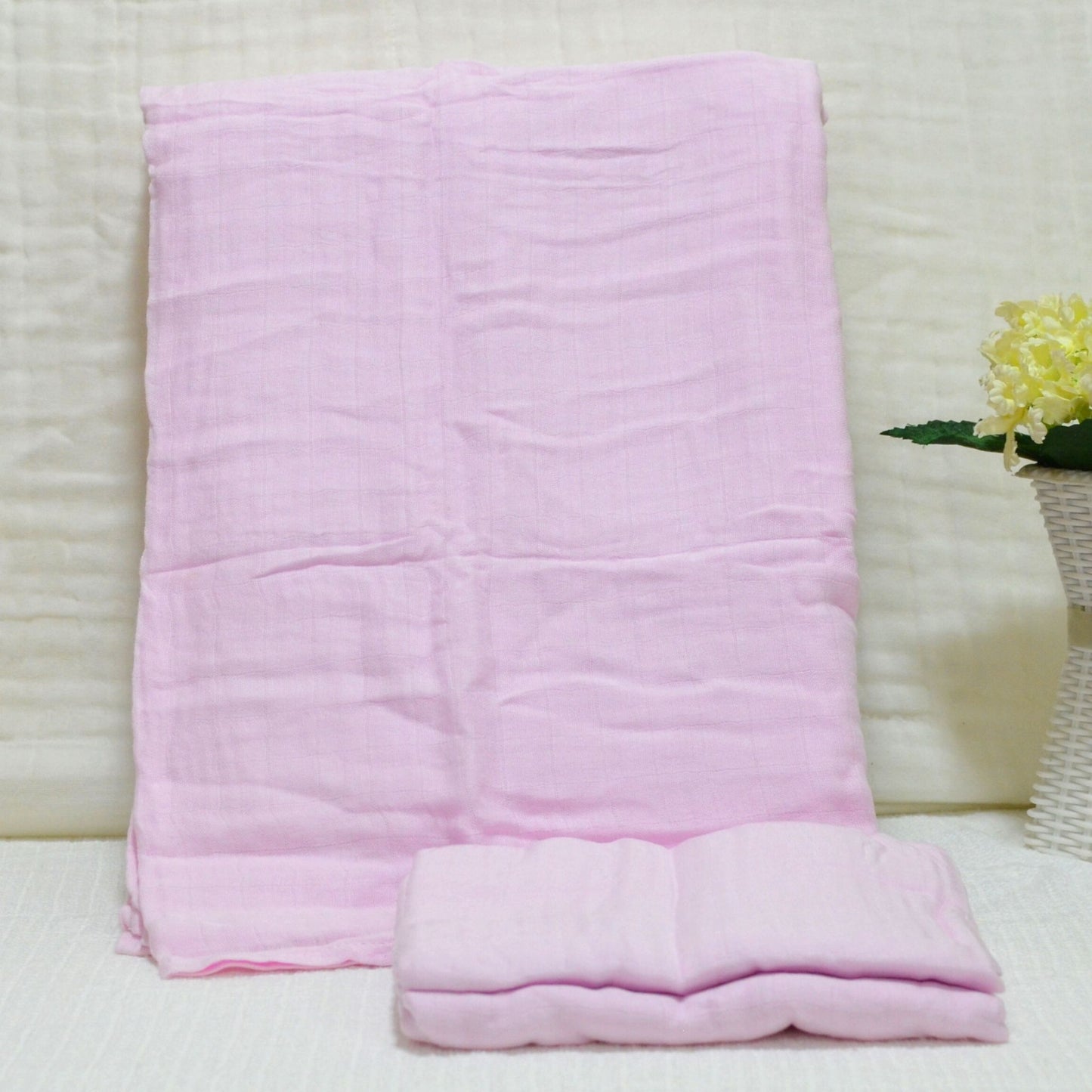 Muslin Swaddle - Pink, Blue - 70% Bamboo 30% Cotton 115x115cm